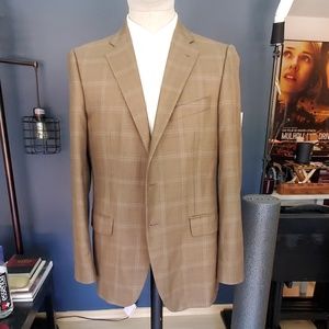 Joseph Abboud brown windowpane 100% wool blazer
